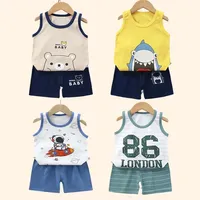 Ensemble de vêtements d'été en coton émaillé pour enfants, Économie et shorts pour bébés, haut en fibre précieuse, garçons et filles 1